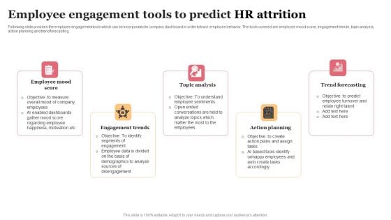 Employee Engagement Tools To Predict HR Attrition Elements PDF
