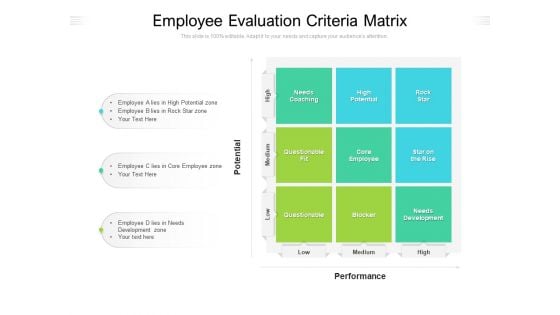 Employee Evaluation Criteria Matrix Ppt PowerPoint Presentation Gallery Model PDF