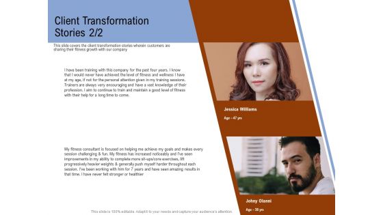 Employee Health And Fitness Program Client Transformation Stories Structure PDF