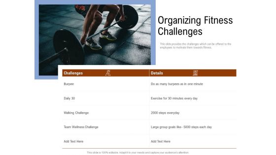 Employee Health And Fitness Program Organizing Fitness Challenges Clipart PDF