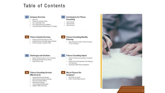 Employee Health And Fitness Program Table Of Contents Brochure PDF Employee Health And Fitness Program Table Of Contents Brochure PDF