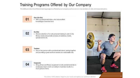Employee Health And Fitness Program Training Programs Offered By Our Company Demonstration PDF