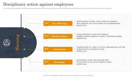 Employee Health And Safety Disciplinary Action Against Employees Graphics PDF