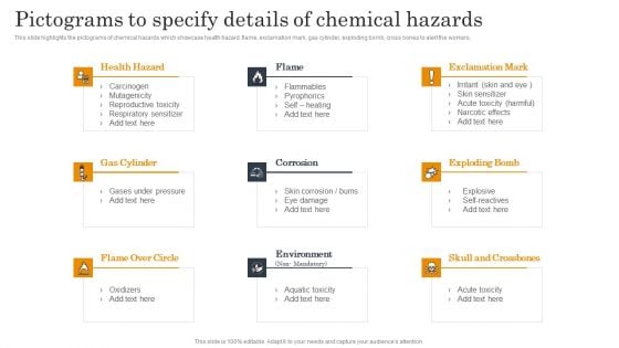 Employee Health And Safety Pictograms To Specify Details Of Chemical Hazards Structure PDF