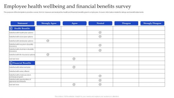 Employee Health Wellbeing And Financial Benefits Survey Summary PDF