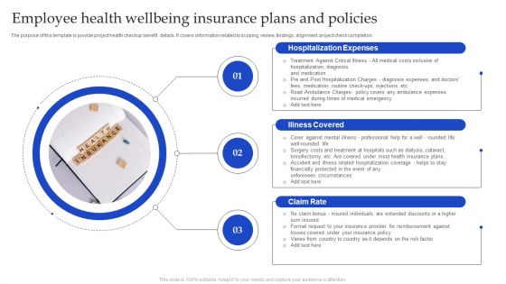 Employee Health Wellbeing Insurance Plans And Policies Diagrams PDF