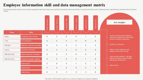 Employee Information Skill And Data Management Matrix Ideas PDF