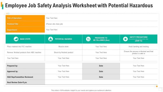 Employee Job Task Analysis Evaluation Sheet Infographics PDF