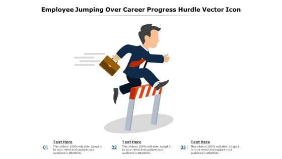 Employee Jumping Over Career Progress Hurdle Vector Icon Ppt PowerPoint Presentation File Maker PDF