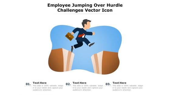 Employee Jumping Over Hurdle Challenges Vector Icon Ppt PowerPoint Presentation Icon Layouts PDF