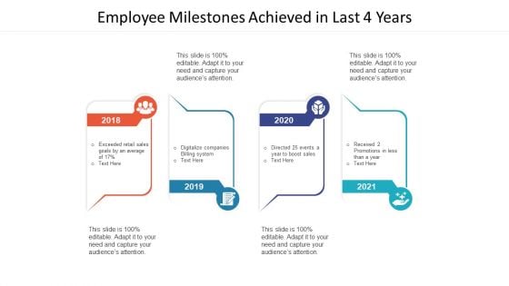 Employee Milestones Achieved In Last 4 Years Ppt PowerPoint Presentation Gallery Show PDF