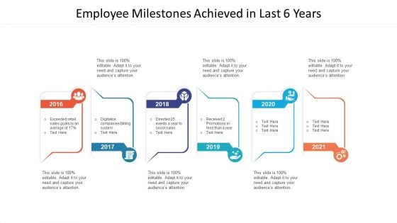 Employee Milestones Achieved In Last 6 Years Ppt PowerPoint Presentation File Visuals PDF