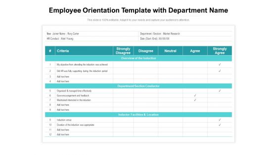 Employee Orientation Template With Department Name Ppt PowerPoint Presentation File Professional PDF