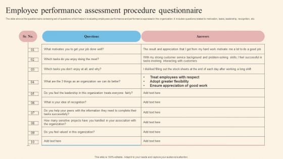 Employee Performance Assessment Procedure Questionnaire Themes PDF