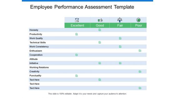 Employee Performance Assessment Template Ppt PowerPoint Presentation Infographic Template Slide Portrait