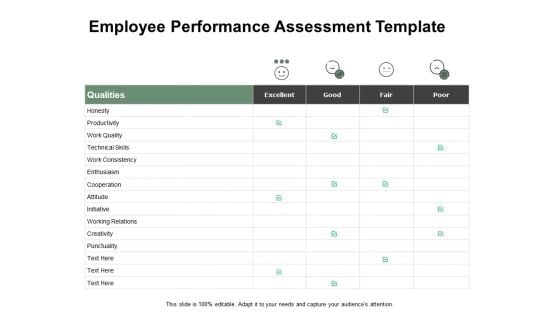 Employee Performance Assessment Template Ppt PowerPoint Presentation Infographic Template Smartart