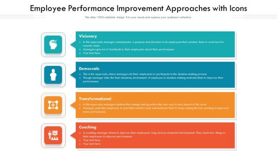 Employee Performance Improvement Approaches With Icons Ppt Ideas Pictures PDF