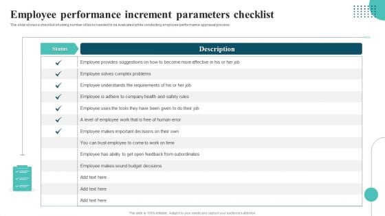 Employee Performance Increment Parameters Checklist Information PDF