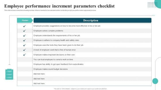 Employee Performance Increment Parameters Checklist Information PDF Employee Performance Increment Parameters Checklist Information PDF