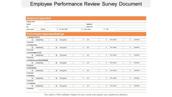 Employee Performance Review Survey Document Ppt Powerpoint Presentation Styles Sample