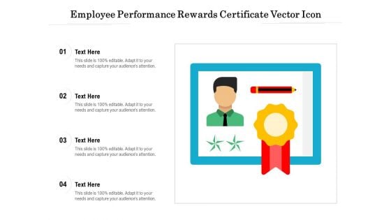 Employee Performance Rewards Certificate Vector Icon Ppt PowerPoint Presentation File Design Ideas PDF