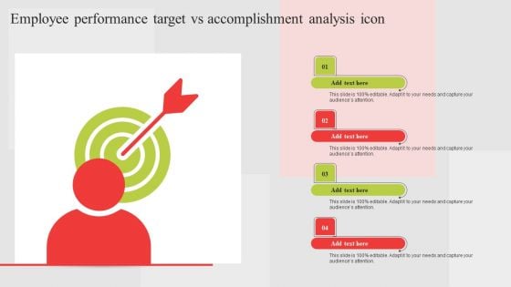 Employee Performance Target Vs Accomplishment Analysis Icon Inspiration PDF