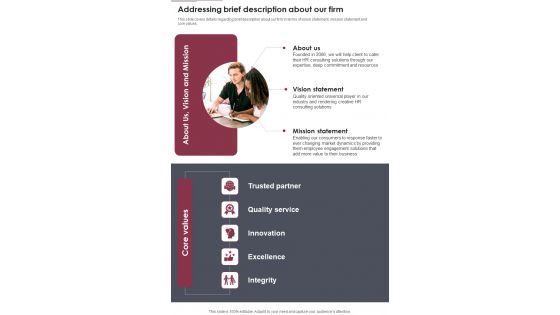 Employee Perk Administration Addressing Brief Description One Pager Sample Example Document Employee Perk Administration Addressing Brief Description One Pager Sample Example Document
