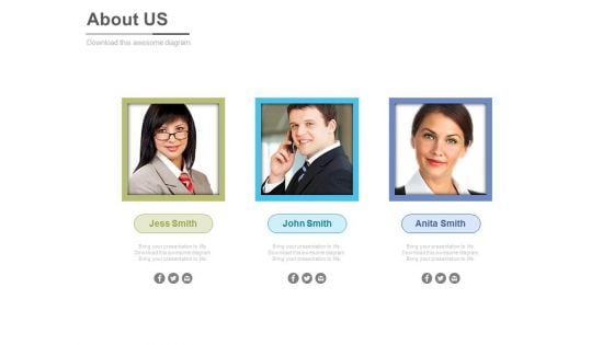 Employee Profiles For About Us Page Powerpoint Slides