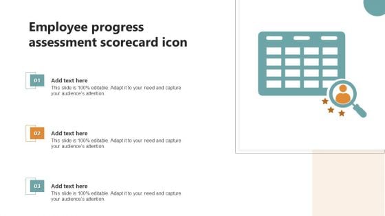 Employee Progress Assessment Scorecard Icon Ppt Icon Portrait PDF