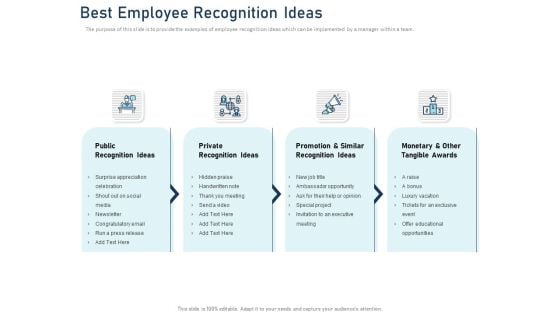 Employee Recognition Award Best Employee Recognition Ideas Ppt PowerPoint Presentation Show Example PDF