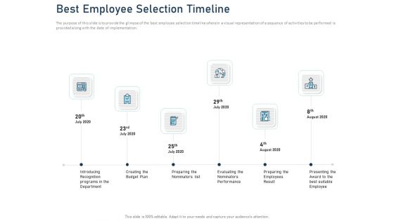 Employee Recognition Award Best Employee Selection Timeline Ppt PowerPoint Presentation Inspiration Topics PDF