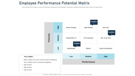 Employee Recognition Award Employee Performance Potential Matrix Ppt PowerPoint Presentation Outline Gallery PDF