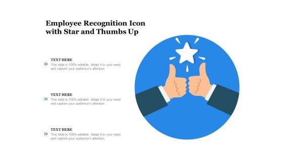 Employee Recognition Icon With Star And Thumbs Up Ppt PowerPoint Presentation Gallery Outline PDF