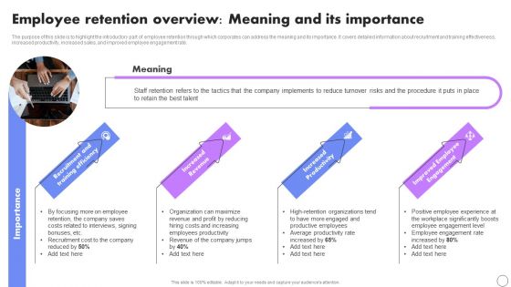 Employee Retention Overview Meaning And Its Importance Developing Employee Retention Techniques Brochure PDF