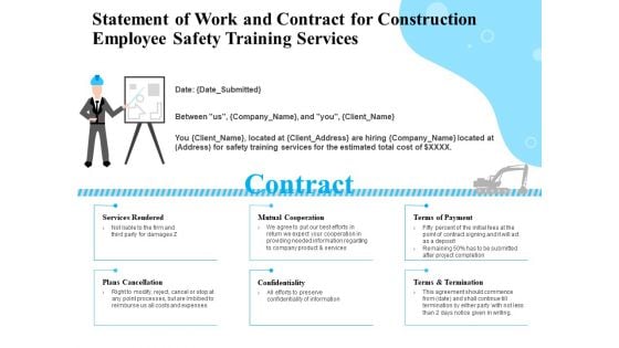 Employee Safety Health Training Program Statement Of Work And Contract For Construction Services Formats PDF