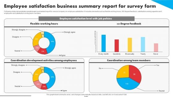 Employee Satisfaction Business Summary Report For Survey Form Survey SS