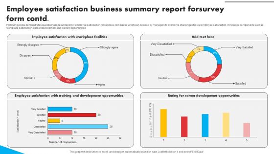 Employee Satisfaction Business Summary Report For Survey Form Survey SS