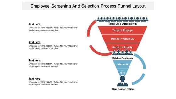 Employee Screening And Selection Process Funnel Layout Ppt PowerPoint Presentation Styles Smartart PDF