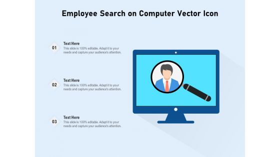 Employee Search On Computer Vector Icon Ppt PowerPoint Presentation File Outline PDF