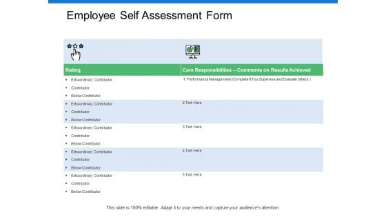 Employee Self Assessment Form Ppt PowerPoint Presentation Slides Gridlines