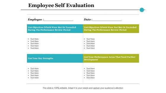 Employee Self Evaluation Ppt PowerPoint Presentation Infographic Template Smartart