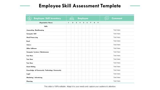 Employee Skill Assessment Template Ppt PowerPoint Presentation Icon Influencers