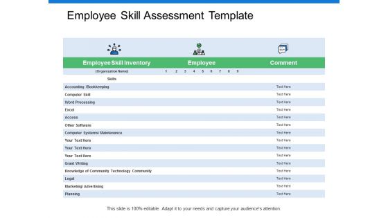 Employee Skill Assessment Template Ppt PowerPoint Presentation Summary Icon