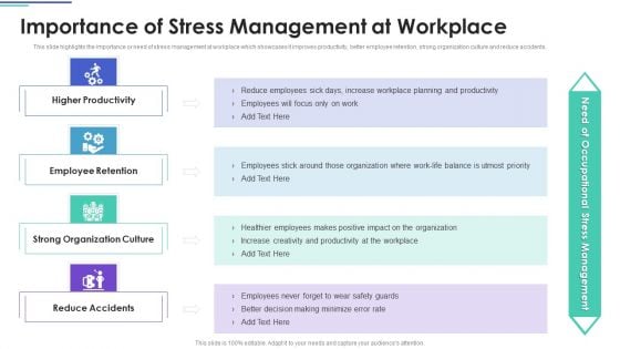 Employee Stress Management Methods Importance Of Stress Management At Workplace Demonstration PDF