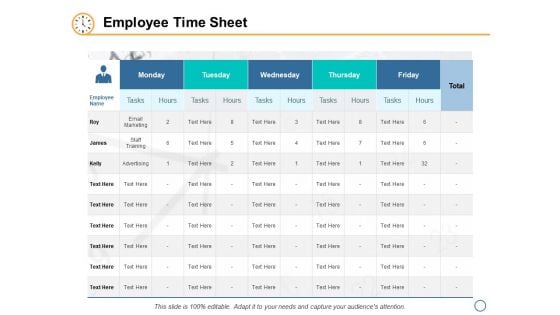 Employee Time Sheet Ppt PowerPoint Presentation Model