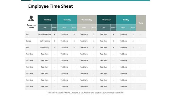 Employee Time Sheet Ppt PowerPoint Presentation Professional Format Ideas