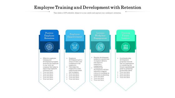 Employee Training And Development With Retention Ppt PowerPoint Presentation Gallery Icons PDF