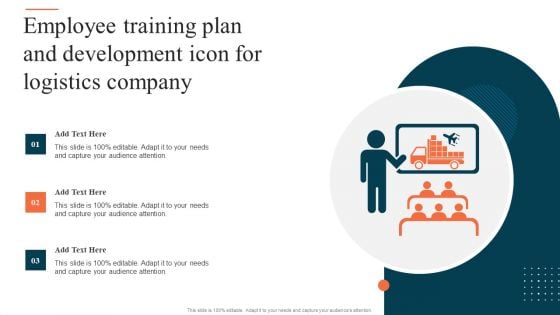 Employee Training Plan And Development Icon For Logistics Company Ppt Infographics Example File PDF