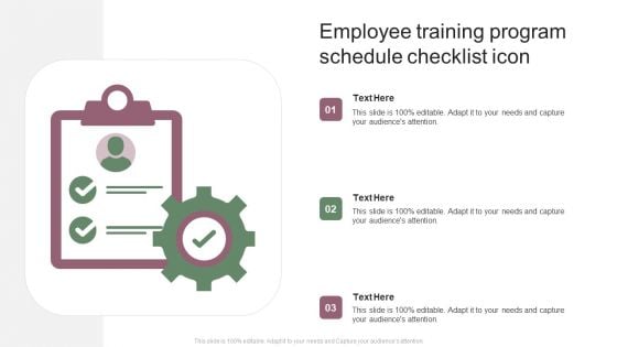 Employee Training Program Schedule Checklist Icon Ppt Professional Examples PDF