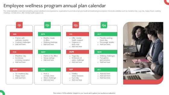 Employee Wellness Program Annual Plan Calendar Ppt Slides Inspiration PDF